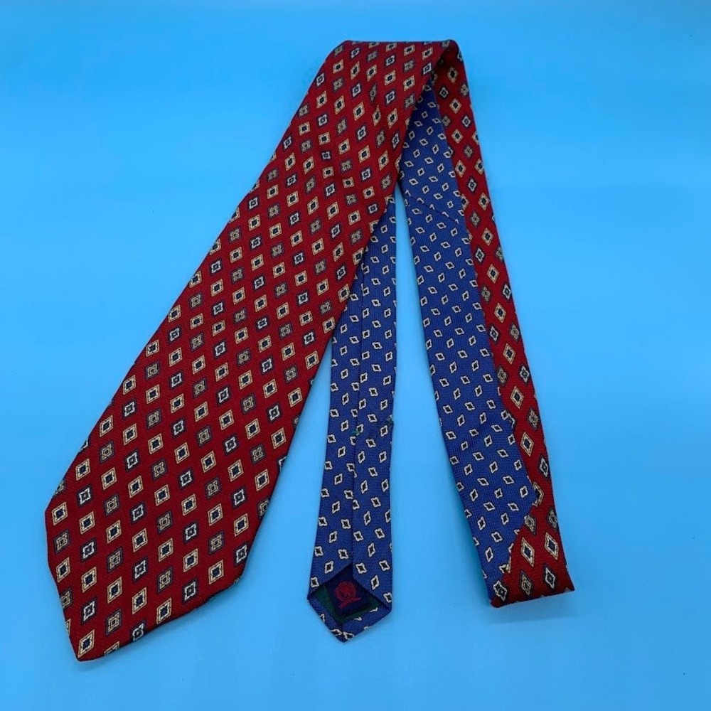 Tommy Hilfiger Red Diamond Print Silk Men's Classic Neck Tie Preppy Office
